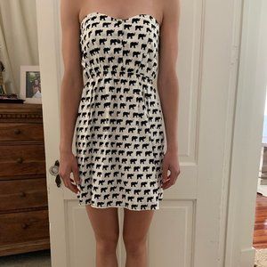 Strapless elephant print dress